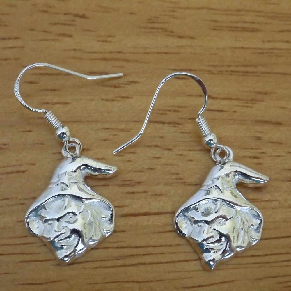 New Witch silver plated 1.5" earrings (#1908)